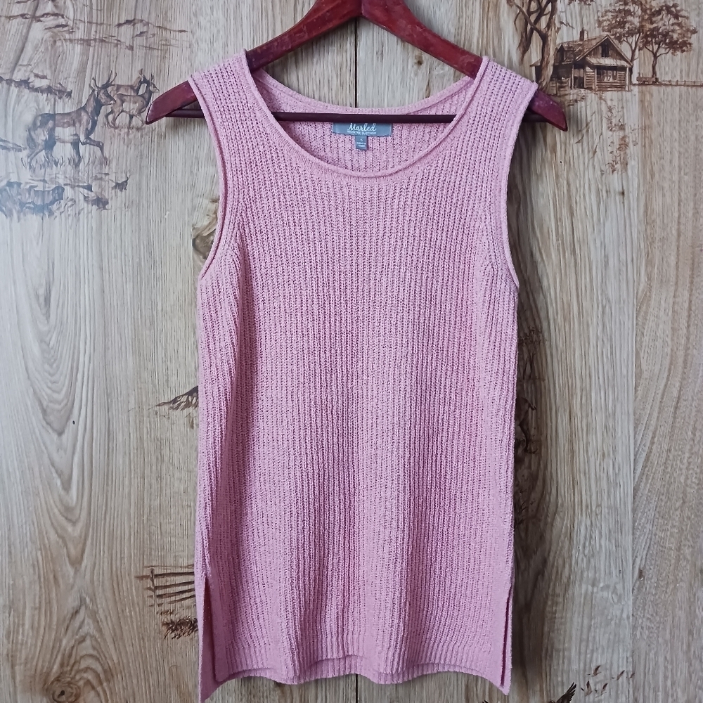 Marled Reunited Pink Waffle Knit Tank Top